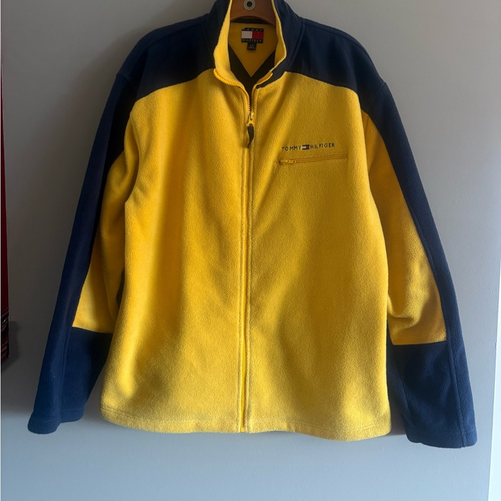 Tommy Hilfiger Yellow Fleece Pullover with Navy Logo